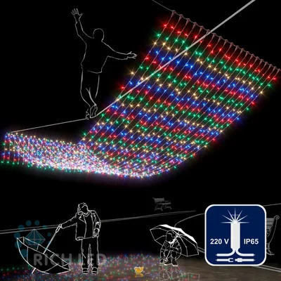 Светодиодный занавес, 74 Ватт, IP54, 200x600, провод Белый, RL-C2*6F-CW/M