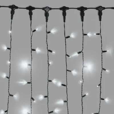 Гирлянда Занавес INOXHUB 2х3м, мерцающий, 600 LED, 220В, IP65, черная резина 2.3мм, БЕЛЫЙ
