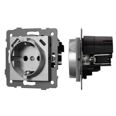 Механизм розетки с USB зарядкой SCT-MUAC-PL-GR-V (250V, 16A) (Arlight, -)