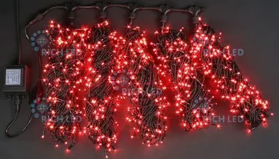 Светодиодный спайдер 1000 LED, IP54, для улицы и помещения, провод черный, Свечение: постоянное, RL-S5*20-B/R