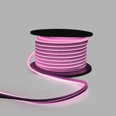 Гибкий Неон INOXHUB 8х16мм, односторонний, бухта 50м, шаг резки 1м, 120 SMD 2835 на метр, 220В, IP65, РОЗОВЫЙ
