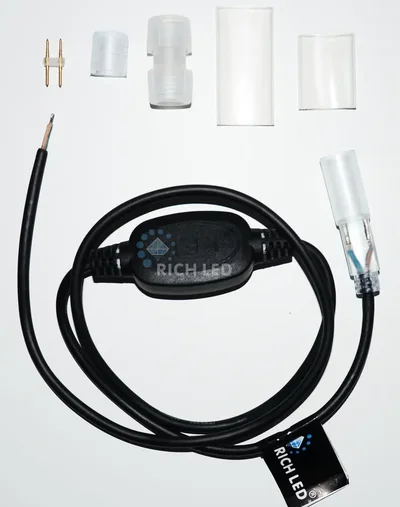 Комплект подключения для дюралайта (RL-DL-2W-100-240), до 50 метров, без вилки подключения, черный провод RL-220AC/DC-1-1A-NP-B