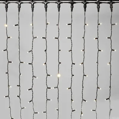 Гирлянда Занавес 2х3 м Тепло-Белый 220В, 600 LED, Провод Черный Каучук 2,3мм, IP65