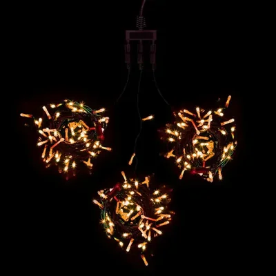 Комплект 3 Желтых Нити по 20м, 600 LED, Провод Черный ПВХ, IP54