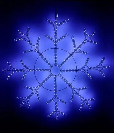 Светодиодная Снежинка «Зимняя Классика» Ø1,1м Синяя, Дюралайт на Металлическом Каркасе, IP54