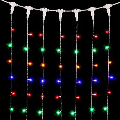 Гирлянда Занавес 2 x 2 м Разноцветный 220В, 400 LED, Провод Прозрачный ПВХ, IP54