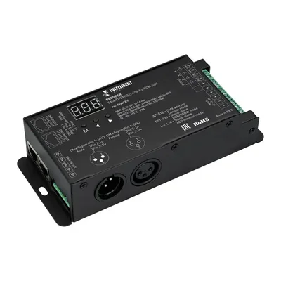 INTELLIGENT ARLIGHT Декодер SMART-DMX512-104-83-RDM-SUF (12-48V, 4x8A, XLR3/RJ45) (IARL, IP20 Металл, 5 лет)