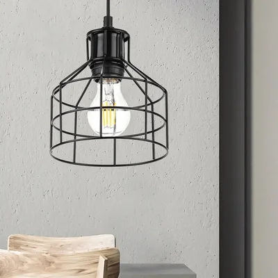 Светильник подвесной (подвес) ЭРА PL9 BK металл, E27, max 60W, высота плафона 230мм, подвеса 800мм, черный