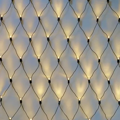 Гирлянда Сетка INOXHUB 2×3м, 388 LED, 220В, IP65, соединяемая, с контроллером 8 режимов, черная резина 2.3мм, ТЁПЛЫЙ БЕЛЫЙ