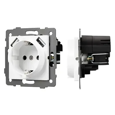 Механизм розетки с USB зарядкой SCT-MUAA-PL-WH-V (250V, 16A) (Arlight, -)