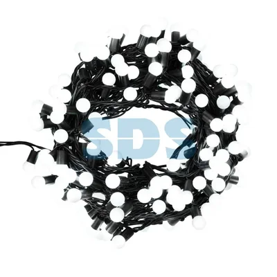 Гирлянда Мультишарики Ø17,5мм, 20 м, черный ПВХ, 200 диодов, цвет белый