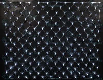 Светодиодная сетка 192 LED, 15 Ватт, IP54, для улицы и помещения, провод Прозрачный, Свечение: 8 режимов, RL-N2*1.5-T/W