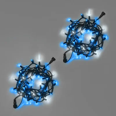 Светодиодная гирлянда INOXHUB Нить 10м, 100 LED, соединяемая, с мерцанием, 220В, IP65, чёрный резиновый провод 2.3мм, СИНИЙ