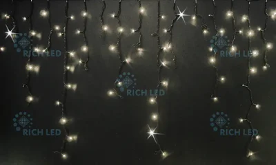 Светодиодная бахрома 144 LED, 6 Ватт, IP54, для улицы и помещения, провод черный, Свечение: мерцание, RL-i3*0.9F-B/WW