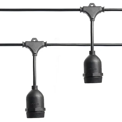 Гирлянда "Евро белт-лайт" на подвесах, 20 E27, шаг 50cm черный, 13м (3м сетевой шнур) IP65, CL50-13-1