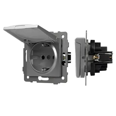 Механизм розетки влагозащищённый SCT-MCP-PL-GR-V (250V, 16A) (Arlight, -)