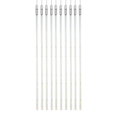 Гирлянда Тающие сосульки комплект 10 шт. х 50см, шаг 100см, 600 LED ТЕПЛЫЙ БЕЛЫЙ, белый каучук, IP67, 24В, соединяется NEON-NIGHT