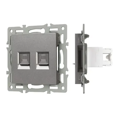 Механизм компьютерной розетки двойной SCT-MPC2-PL-GR (RJ-45, CAT6) (Arlight, -)