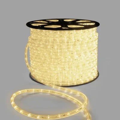 Дюралайт INOXHUB двухжильный 13 мм, круглый, бухта 100м, шаг резки 1м, 36 светодиодов на метр, фиксинг, 220В, IP65, ТЁПЛЫЙ БЕЛЫЙ