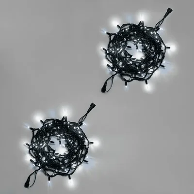 Нить 10м, 100 LED, соединяемая, с мерцанием, 220В, IP65, чёрный резиновый провод 3.3мм, БЕЛЫЙ