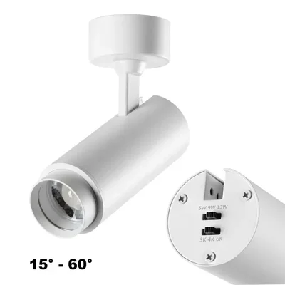 359223 OVER NT23 201 белый Светильник накладной с перекл. цв. температуры, мощности IP20 LED 3000К\4000К\6000К 5W/9W/13W 220V NAIL