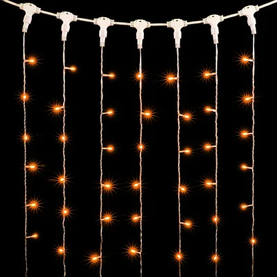 Гирлянда Занавес 2 x 2 м Желтый 220В, 400 LED, Провод Прозрачный ПВХ, IP54