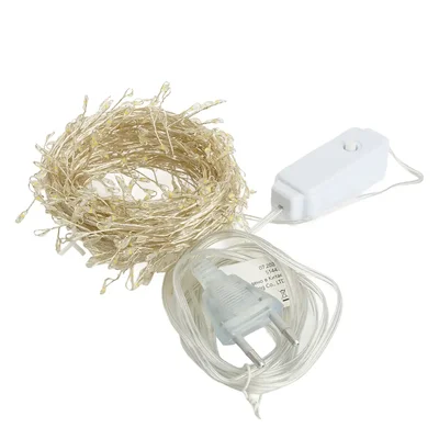 Светодиодная гирлянда Кластер (на проволоке) Feron CL57 лет линейная 12м 5000К, c питанием от сети 230V, прозрачный шнур