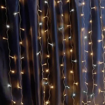 Гирлянда - занавес 230V 480 LED 3*3м, 2700K, эффект стробов,IP44 , сетевой шнур 3м в комплекте, CL24