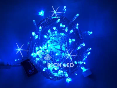 Светодиодная гирлянда Rich LED 10 м, 100 LED, 24 В, соединяемая, синяя, мерцающая, прозрачный провод RL-S10CF-24V-T/B