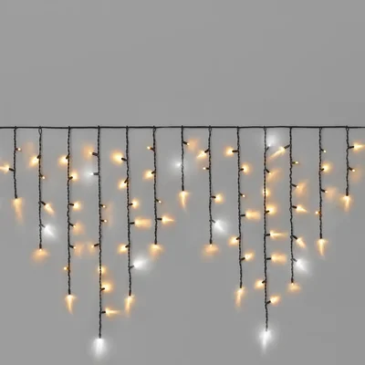 Гирлянда Бахрома INOXHUB 3х0.9м, мерцающая, 144 LED, 220В, IP65, чёрная резина 3.3мм, ТЁПЛАЯ БЕЛАЯ