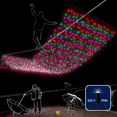 Светодиодный занавес, 74 Ватт, IP54, 200x600, провод Черный, RL-C2*6F-CB/M