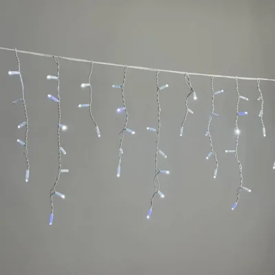 Гирлянда Бахрома 3,1 x 0,5 м Белая с Мерцанием Белого Диода 220В, 120 LED, Провод Белый Каучук 2,3мм, IP65