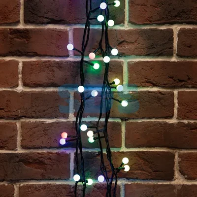 Гирлянда Мультишарики Ø13 мм, 20 м, черный ПВХ, 200 диодов, цвет RGB