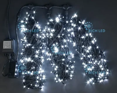 Светодиодный спайдер 600 LED, IP54, для улицы и помещения, провод черный, Свечение: 8 режимов, RL-T3*20N2-B/W