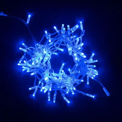 Гирлянда Нить с Колпачком 10м Синяя 24В, 100 LED, Провод Прозрачный ПВХ, IP65