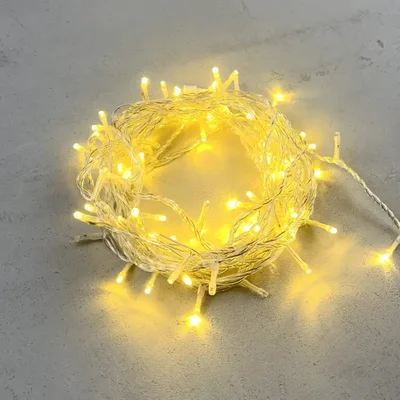 Гирлянда Нить 10м Золотой с Мерцанием 24В, 100 LED, Провод Прозрачный ПВХ, IP54