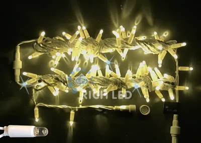 Светодиодная гирлянда 100 LED, IP65, для улицы, провод белый, Свечение: мерцание, RL-S10CF-220V-CW/WW