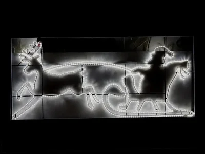 FLESI-LED-FL-003-220V-W мотив санты на санях, производство РФ, 250Х112см