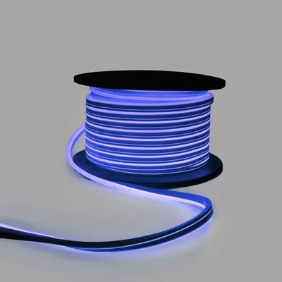 Гибкий Неон INOXHUB 8х16мм, односторонний, бухта 50м, шаг резки 1м, 120 SMD 2835 на метр, 220В, IP65, СИНИЙ