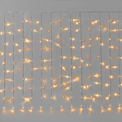 Гирлянда Занавес INOXHUB 2х1м Облегчённый, 200 LED, 220В, IP65, прозрачный провод, ТЁПЛЫЙ БЕЛЫЙ