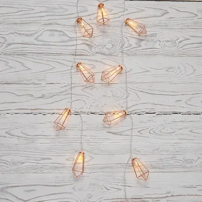 Гирлянда светодиодная Кристаллы бронзовые 10 LED, 1,5 м, прозрачный ПВХ, теплый белый свет свечения, 2 х АА (батарейки не в комплекте) NEON-NIGHT