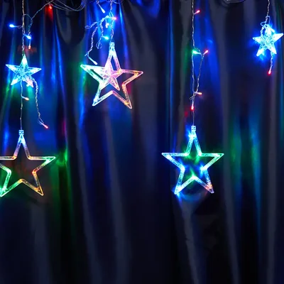 Светодиодная гирлянда Feron CL29 бахрома Звезды 3м + 3м 230V мультиколор, статичная