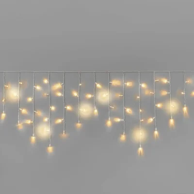 Гирлянда Бахрома INOXHUB 3×0.6м, мерцающая тёплым белым, 220В, IP65, белая резина 3.3мм, ТЁПЛАЯ БЕЛАЯ