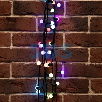 Гирлянда Мультишарики Ø17,5 мм, 10 м, черный ПВХ, 100 диодов, цвет RGB