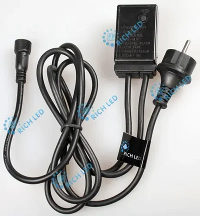Блок питания Rich LED с КОНТРОЛЛЕРОМ (8 режимов, память). Для гирлянд 3*20. Цвет черный. RL-Cn2-AC/DC24