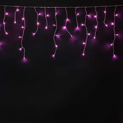 Гирлянда Бахрома на Батарейках 3 х 0,5 м Фиолетовая, 100 LED, Провод Прозрачный Силикон, IP65