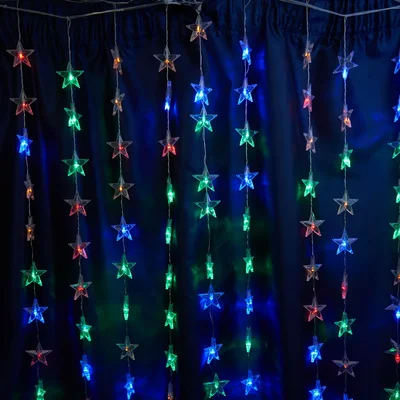 Светодиодная гирлянда Feron CL25 занавес Звездочки 2*1м + 3м 230V мультиколор, статичная