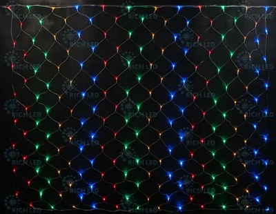 Светодиодная сетка 384 LED, 30 Ватт, IP54, для улицы и помещения, провод Прозрачный, Свечение: 8 режимов, RL-N2*3-T/M