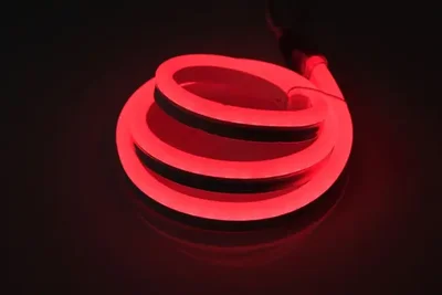 Гибкий неон LM-24V-2835-120P-R, красный, 8х18мм, 1метр