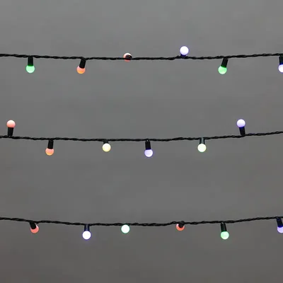 Гирлянда Мультишарики 20м, 200LED, диаметр 15мм, IP44, зеленый провод, свечение мульти (RG/RB), мигание, 230В NEON-NIGHT